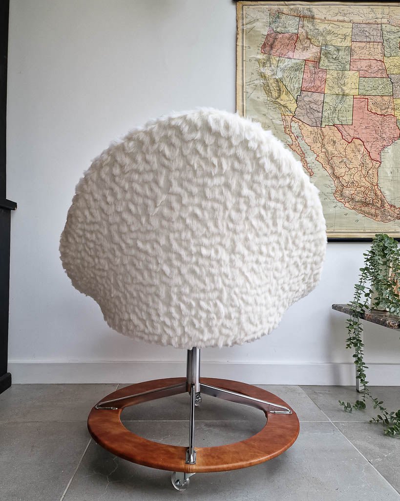 Mid Century Faux Fur Swivel Chair