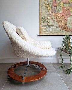 Mid Century Faux Fur Swivel Chair