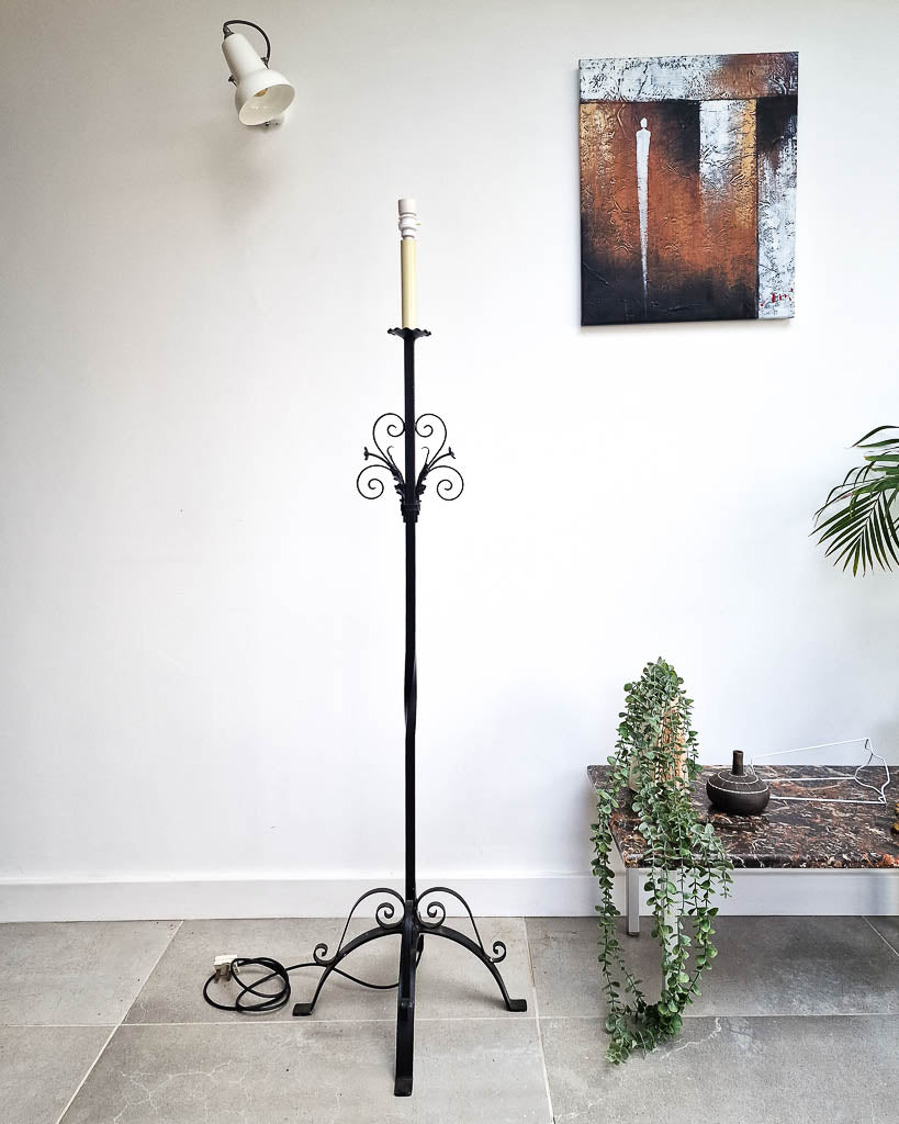 Vintage Wrought Iron Work Floor Lamp inc. Shade