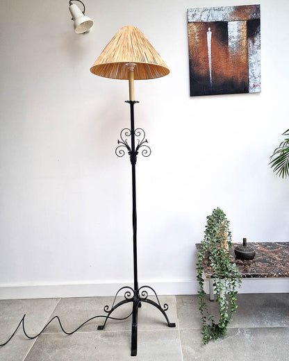 Vintage Wrought Iron Work Floor Lamp inc. Shade