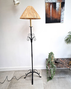 Vintage Wrought Iron Work Floor Lamp inc. Shade