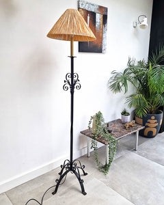 Vintage Wrought Iron Work Floor Lamp inc. Shade