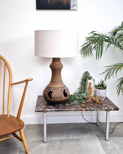 German Pottery Fat Lava Table Lamp (inc. Lampshade)