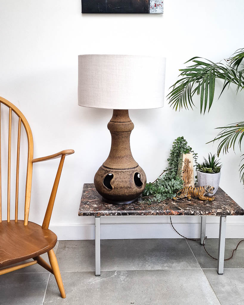German Pottery Fat Lava Table Lamp (inc. Lampshade)