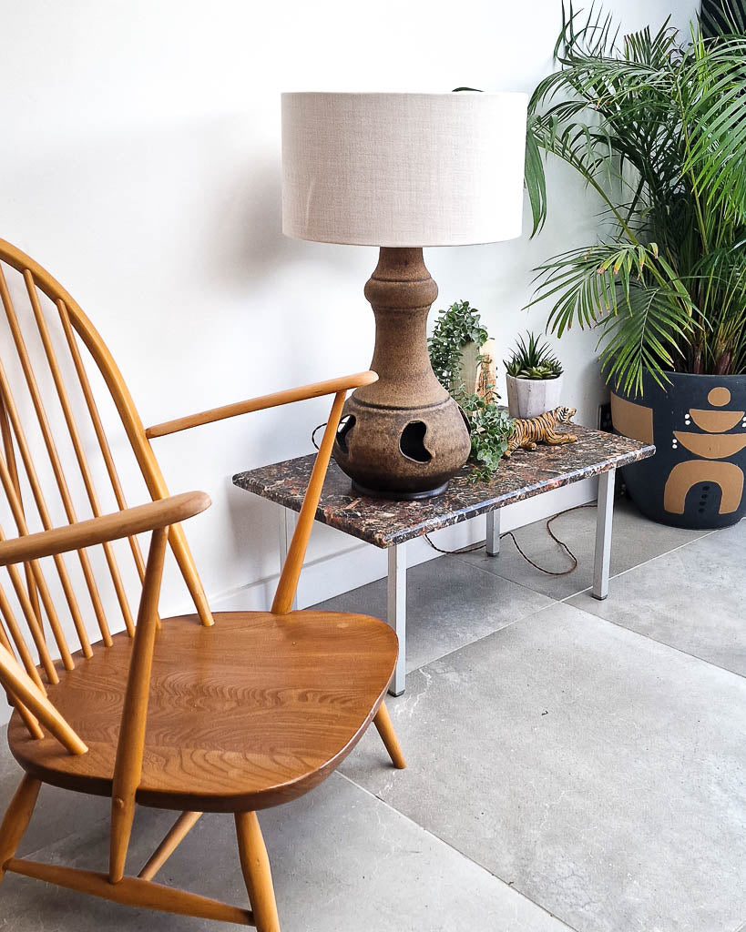 German Pottery Fat Lava Table Lamp (inc. Lampshade)