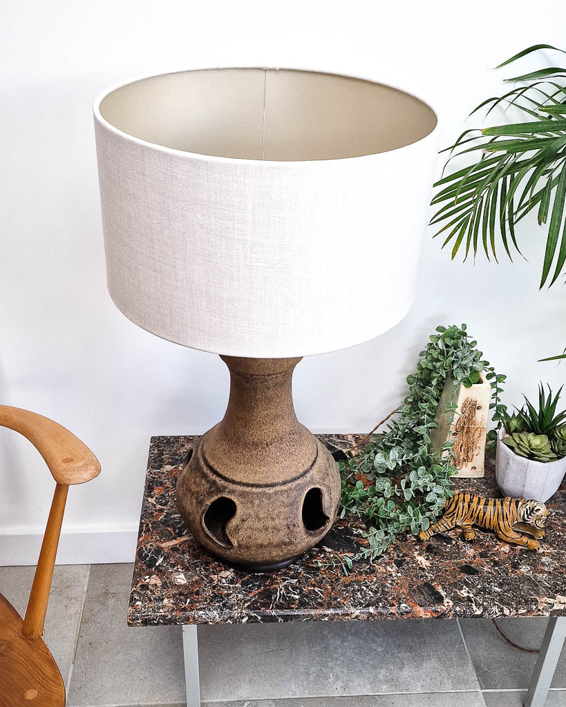 German Pottery Fat Lava Table Lamp (inc. Lampshade)