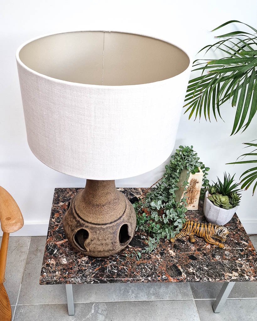 German Pottery Fat Lava Table Lamp (inc. Lampshade)
