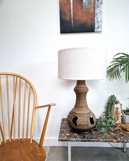 German Pottery Fat Lava Table Lamp (inc. Lampshade)
