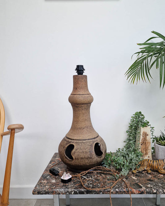 German Pottery Fat Lava Table Lamp (inc. Lampshade)