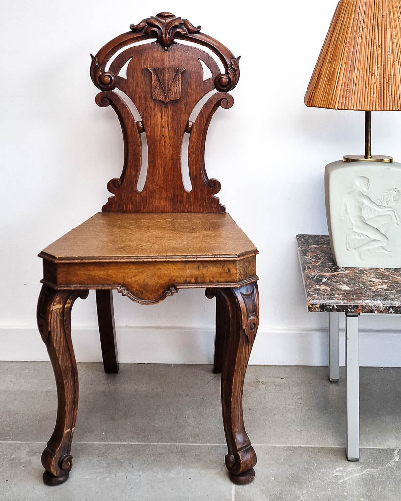 Victorian Carved Oak Hall Chair