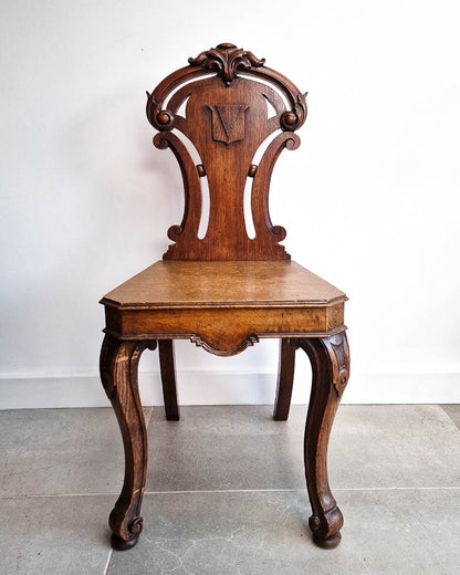 Victorian Carved Oak Hall Chair