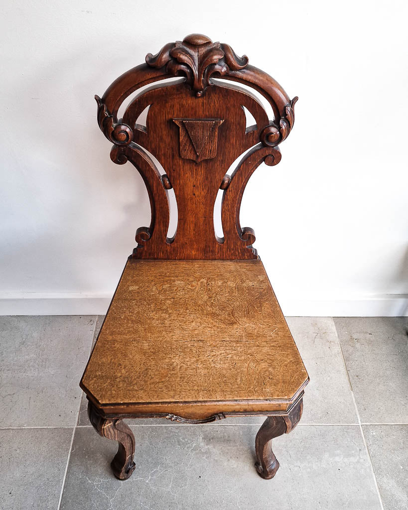 Victorian Carved Oak Hall Chair