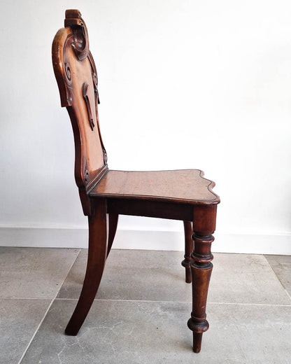 Victorian Carved Mahogany Hall Chair