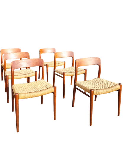 Mid Century Neils Moller Model 75 Dining Chairs (Set of 6)