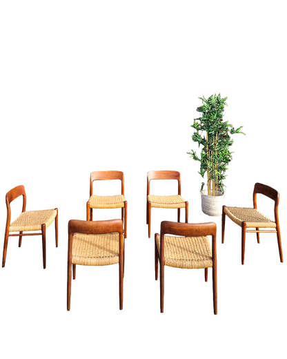 Mid Century Neils Moller Model 75 Dining Chairs (Set of 6)
