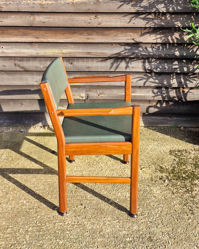 Mid Century Teak & Vinyl Dining Chairs (Set of 4)