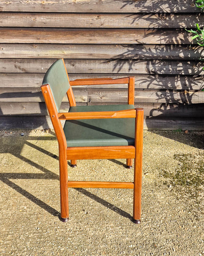 Mid Century Teak & Vinyl Dining Chairs (Set of 4)
