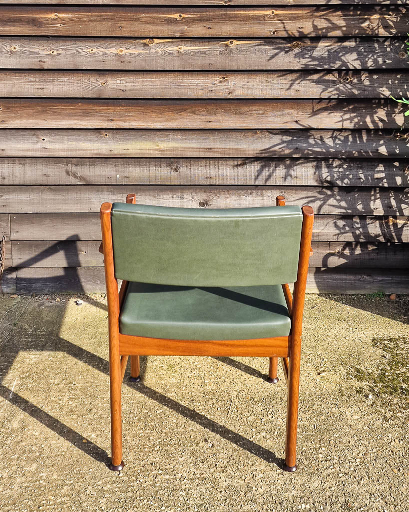Mid Century Teak & Vinyl Dining Chairs (Set of 4)