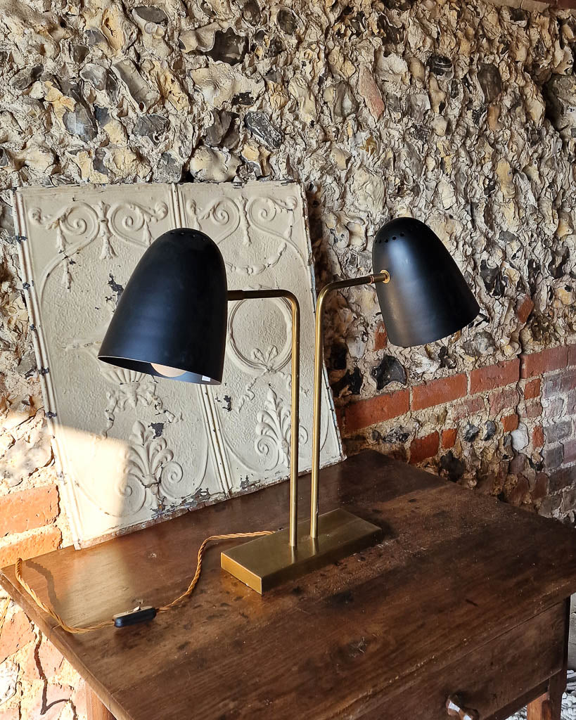 Vintage Drapers Table Lamp (Twin Shades)