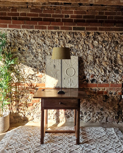 Vintage Black Metal Table Lamp with Jute Shade