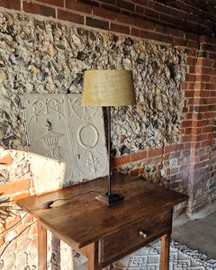 Vintage Black Metal Table Lamp with Jute Shade