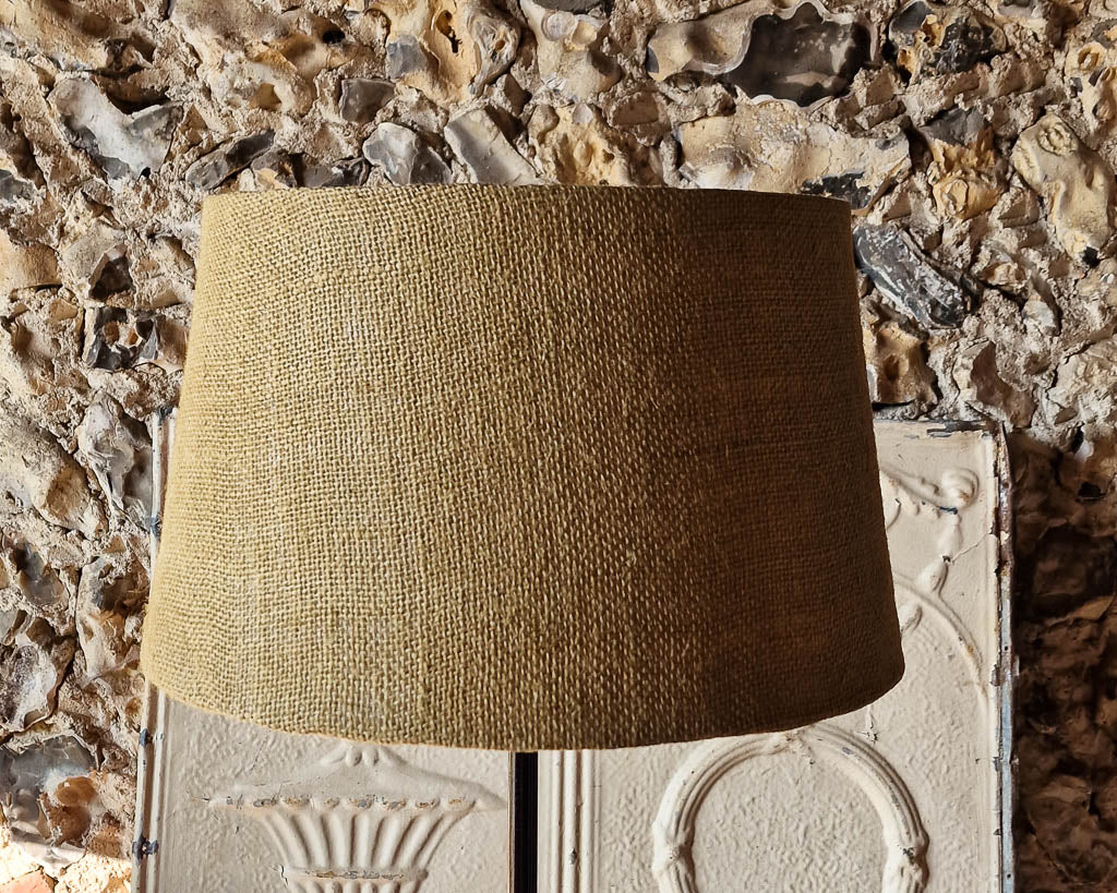 Vintage Black Metal Table Lamp with Jute Shade