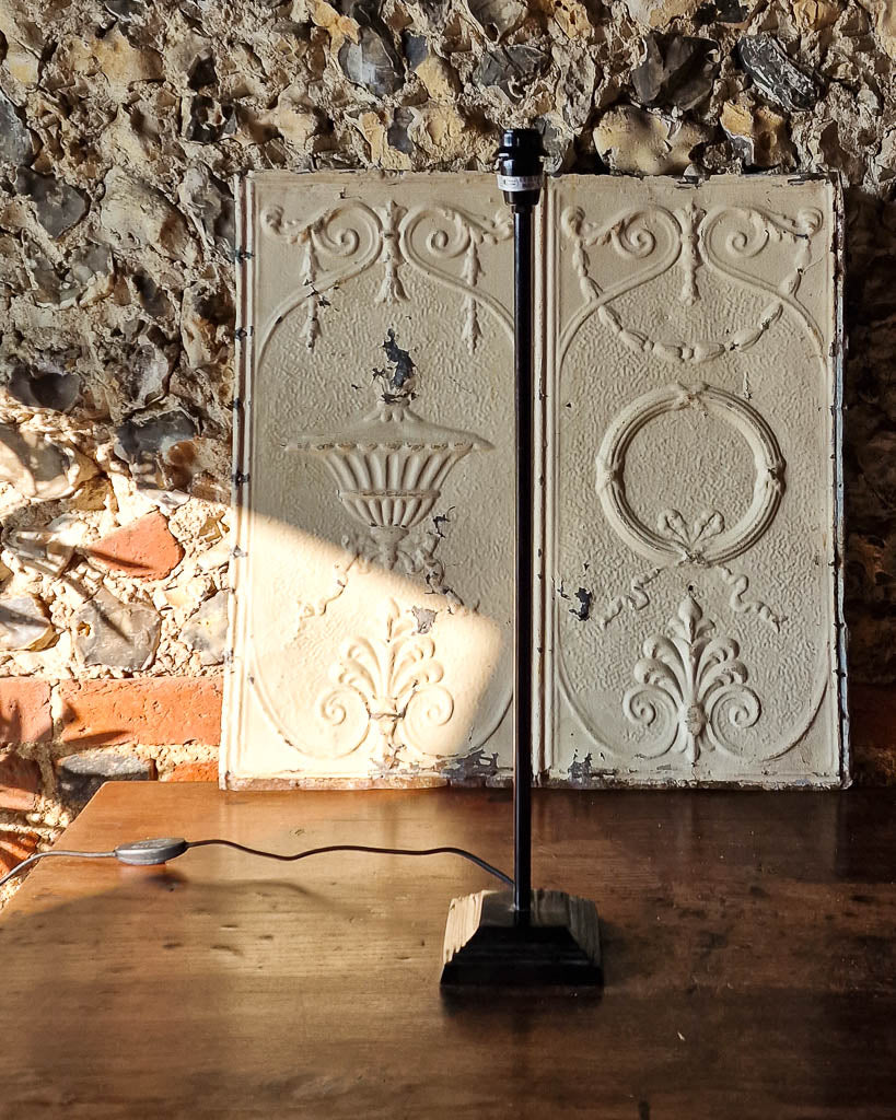 Vintage Black Metal Table Lamp with Jute Shade