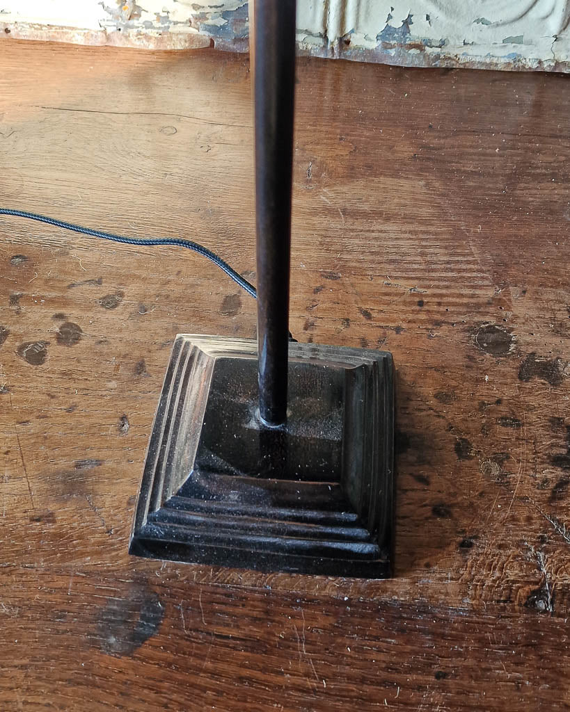 Vintage Black Metal Table Lamp with Jute Shade