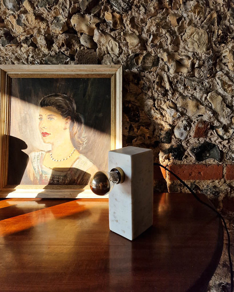 Vintage Marble Table Lamp (with Mirror Bulb)