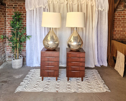 Vintage Oversized Glass Table Lamp & Shade (Pair)
