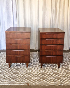 Mid Century Teak Bedside Cabinet / Table (Pair)