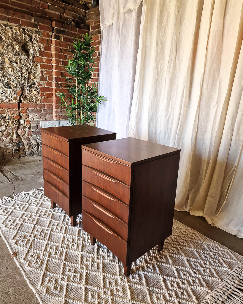 Mid Century Teak Bedside Cabinet / Table (Pair)