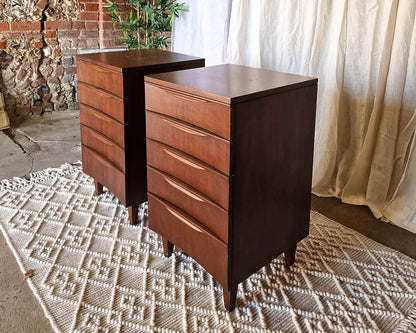 Mid Century Teak Bedside Cabinet / Table (Pair)