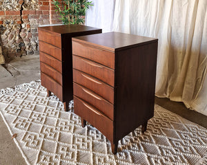 Mid Century Teak Bedside Cabinet / Table (Pair)