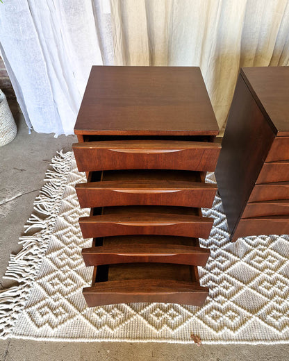 Mid Century Teak Bedside Cabinet / Table (Pair)