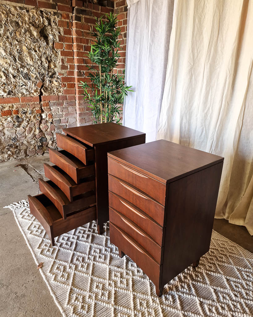 Mid Century Teak Bedside Cabinet / Table (Pair)