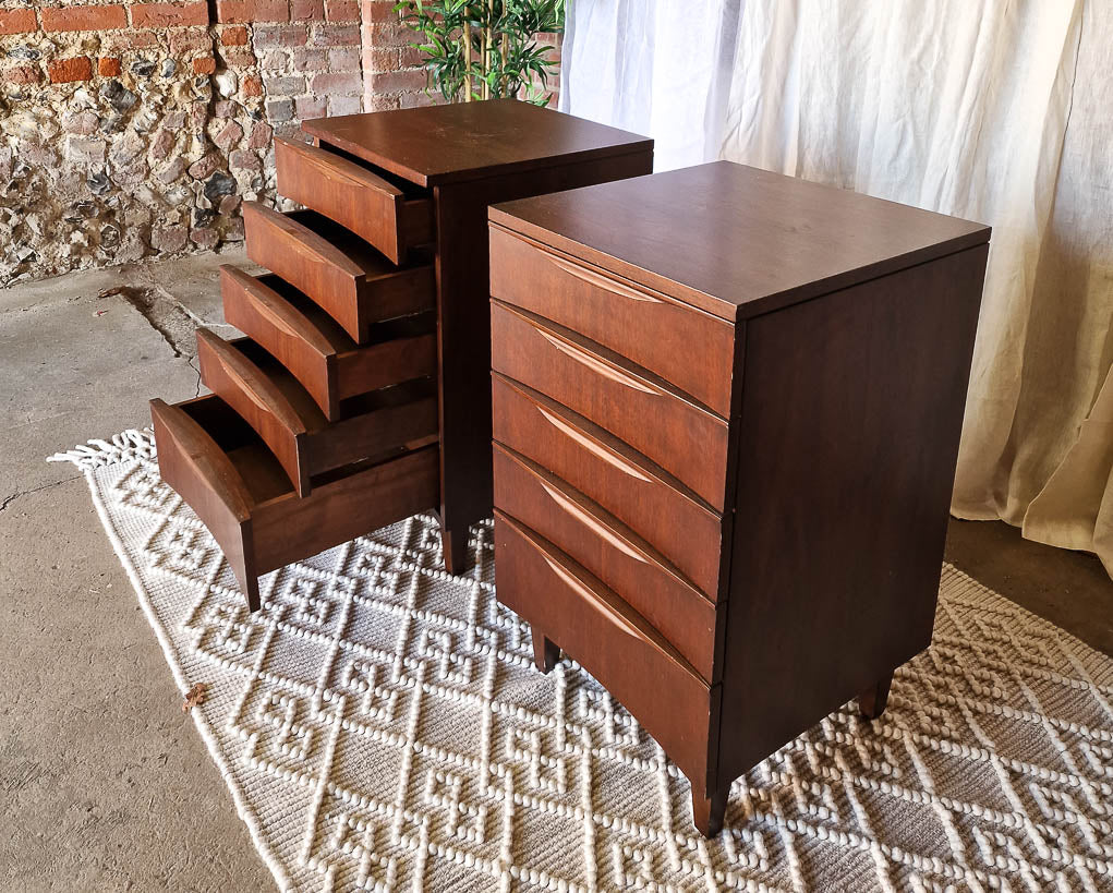 Mid Century Teak Bedside Cabinet / Table (Pair)
