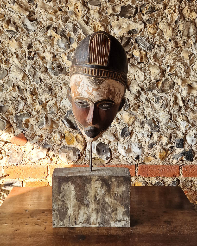 Large Antique African Mask on Stand