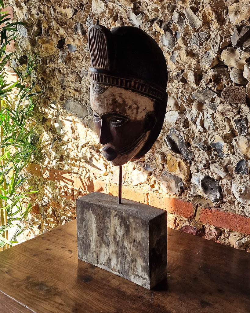 Large Antique African Mask on Stand