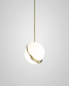 Crescent Single Pendant Brushed Brass with Opal Acrylic (Brass)