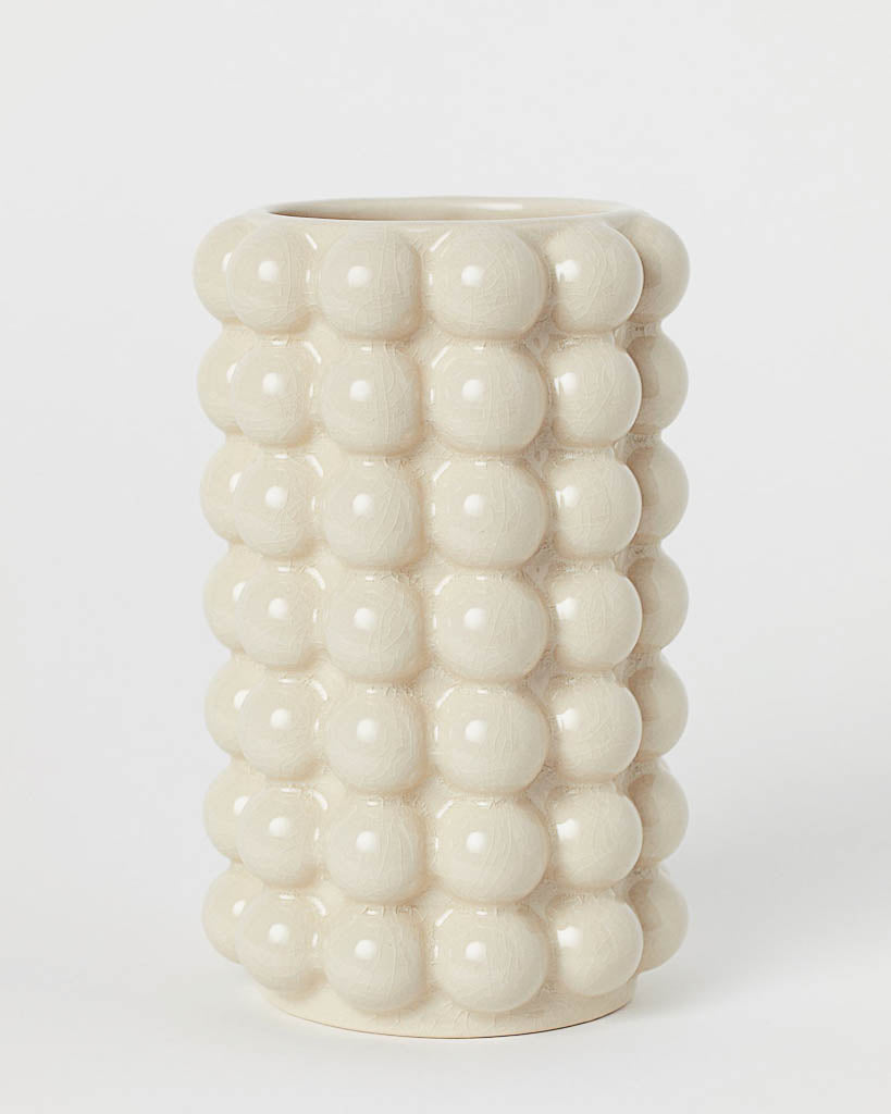 Vintage Medium Cream Ceramic Bubble Vase