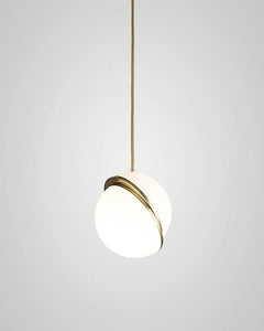 Crescent Single Pendant Brushed Brass with Opal Acrylic (Brass)