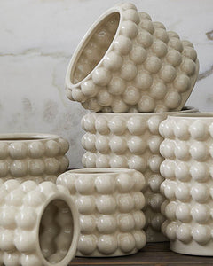 Vintage Medium Cream Ceramic Bubble Vase