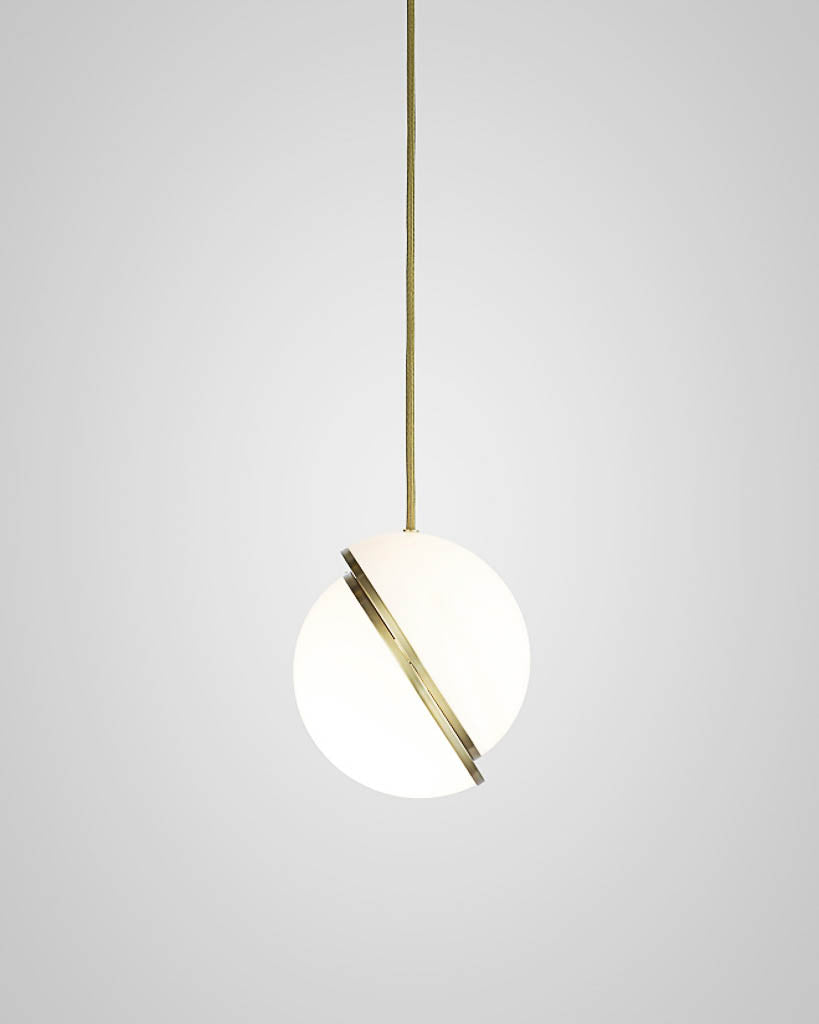 Crescent Single Pendant Brushed Brass with Opal Acrylic (Brass)