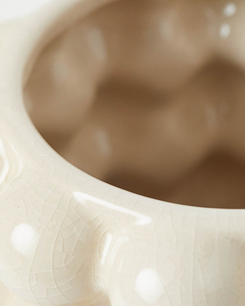 Vintage Medium Cream Ceramic Bubble Vase