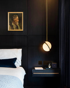 Crescent Single Pendant Brushed Brass with Opal Acrylic (Brass)