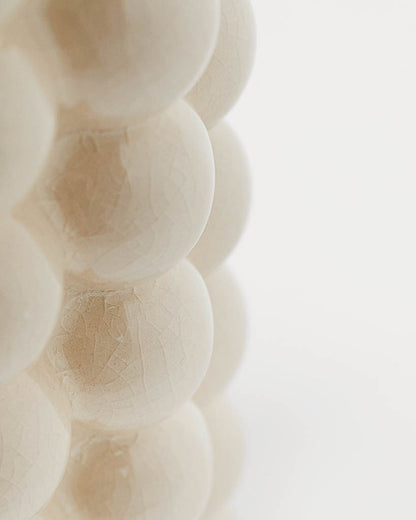 Vintage Medium Cream Ceramic Bubble Vase