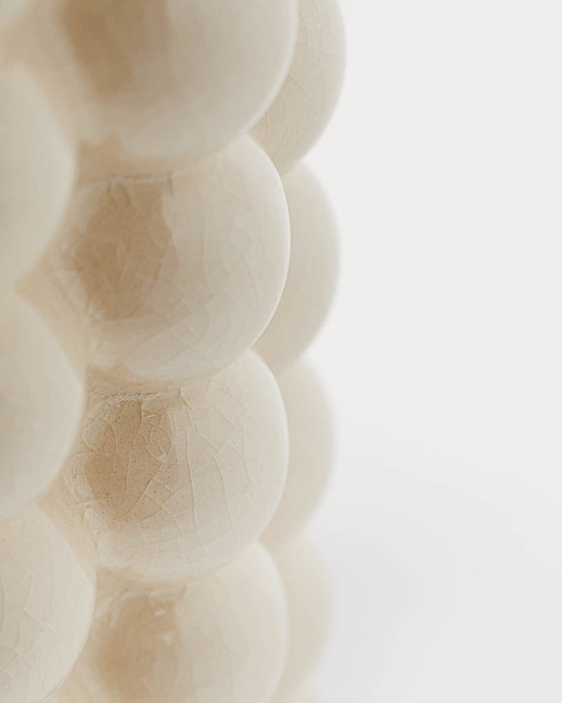 Vintage Medium Cream Ceramic Bubble Vase