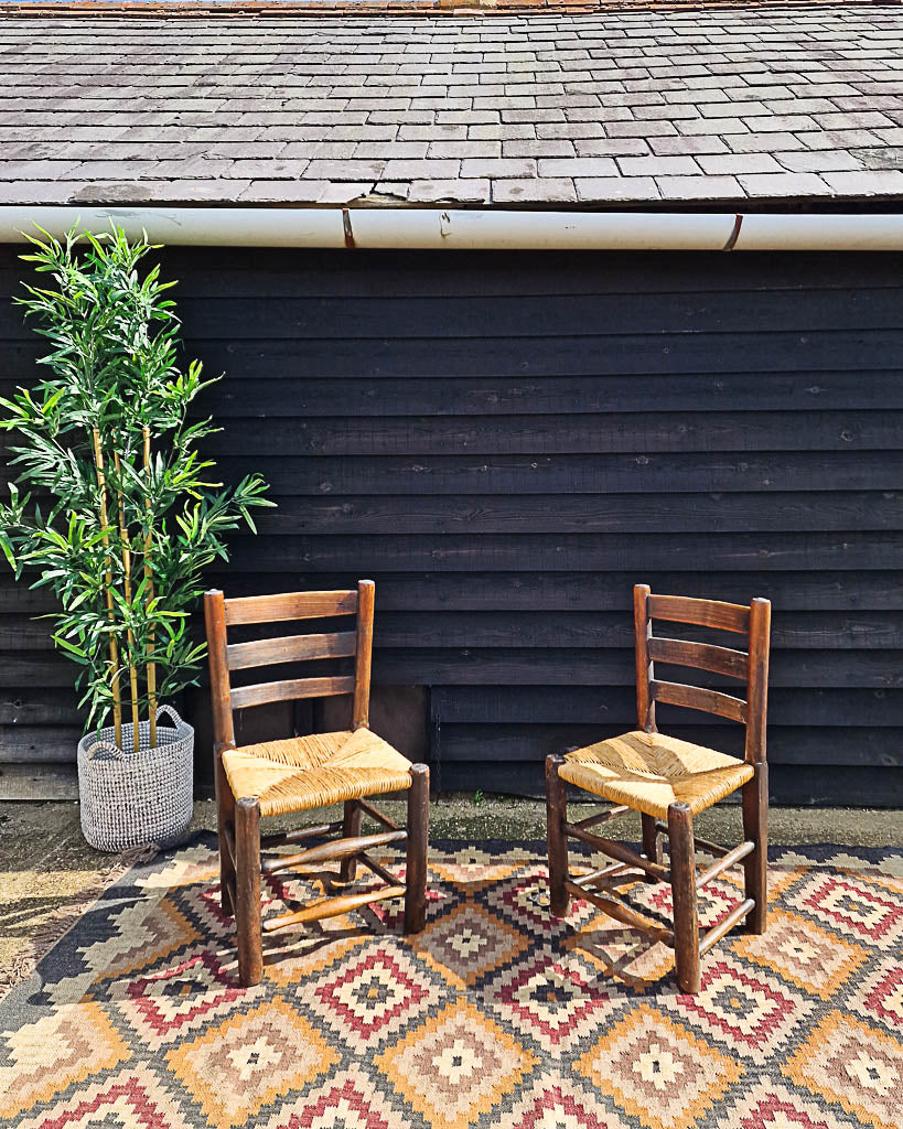 Vintage Country Oak Chairs (Pair)
