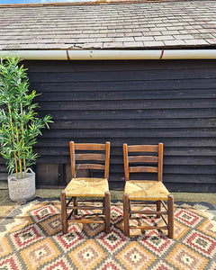 Vintage Country Oak Chairs (Pair)